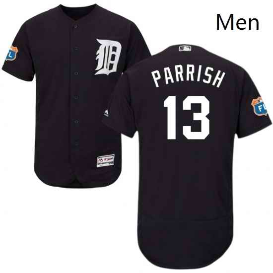 Mens Majestic Detroit Tigers 13 Lance Parrish Navy Blue Alternate Flex Base Authentic Collection MLB Jersey